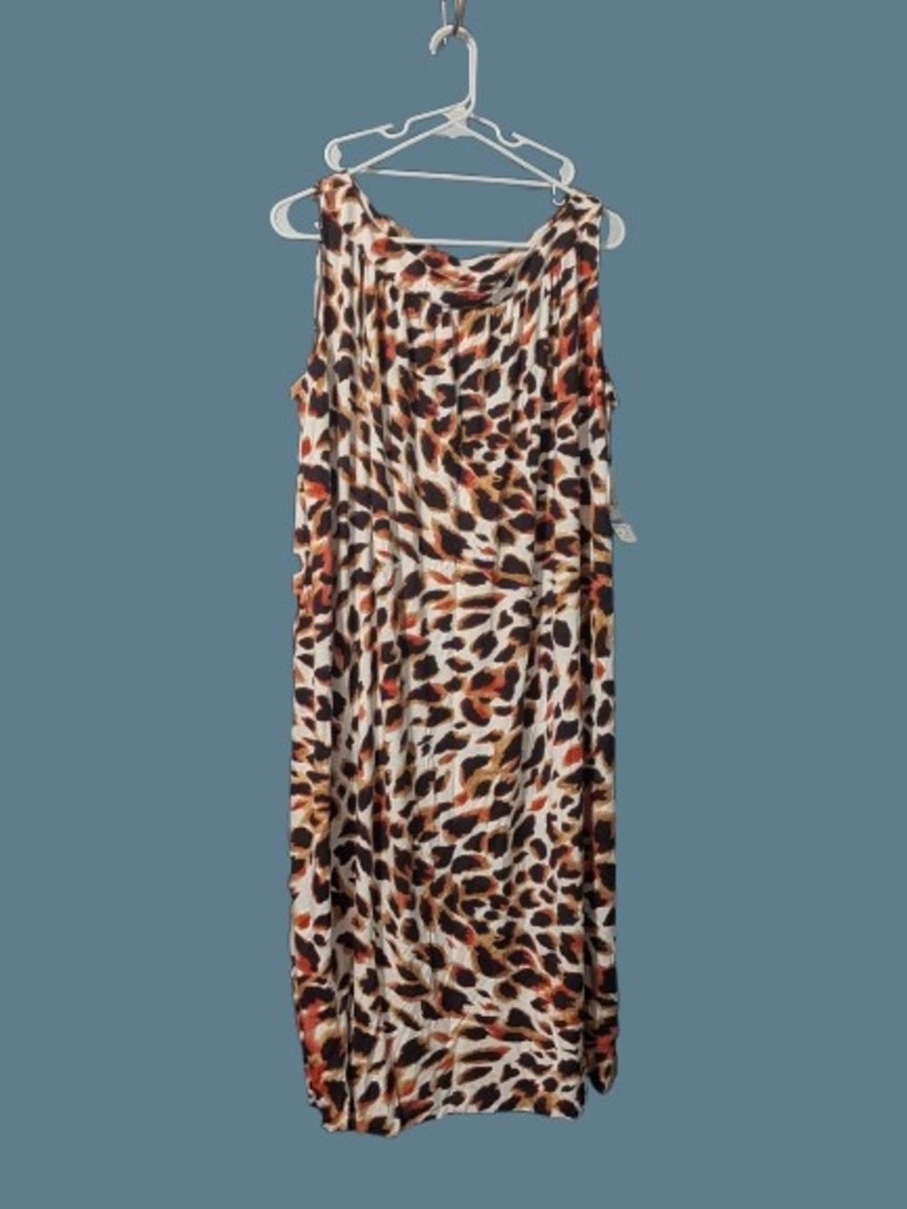 Leopard Print Sleeveless Maxi Dress - Brown, Black, Cream